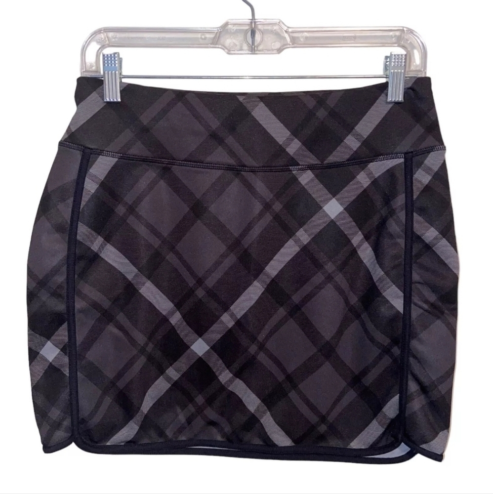 Athleta Skirt Womens Plaid Fleece Mini Stretch Athleisure Casual Pull-On Size L